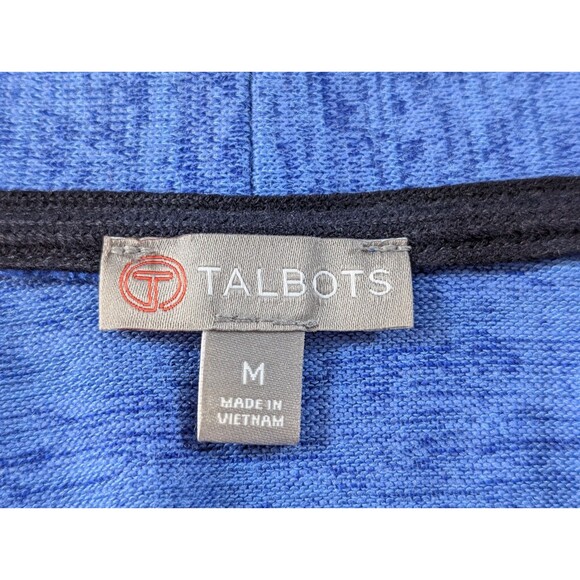 T by Talbots Open Front Cardigan Sweater Medium Blue Pockets Roll Tab Sleeves - Picture 6 of 9